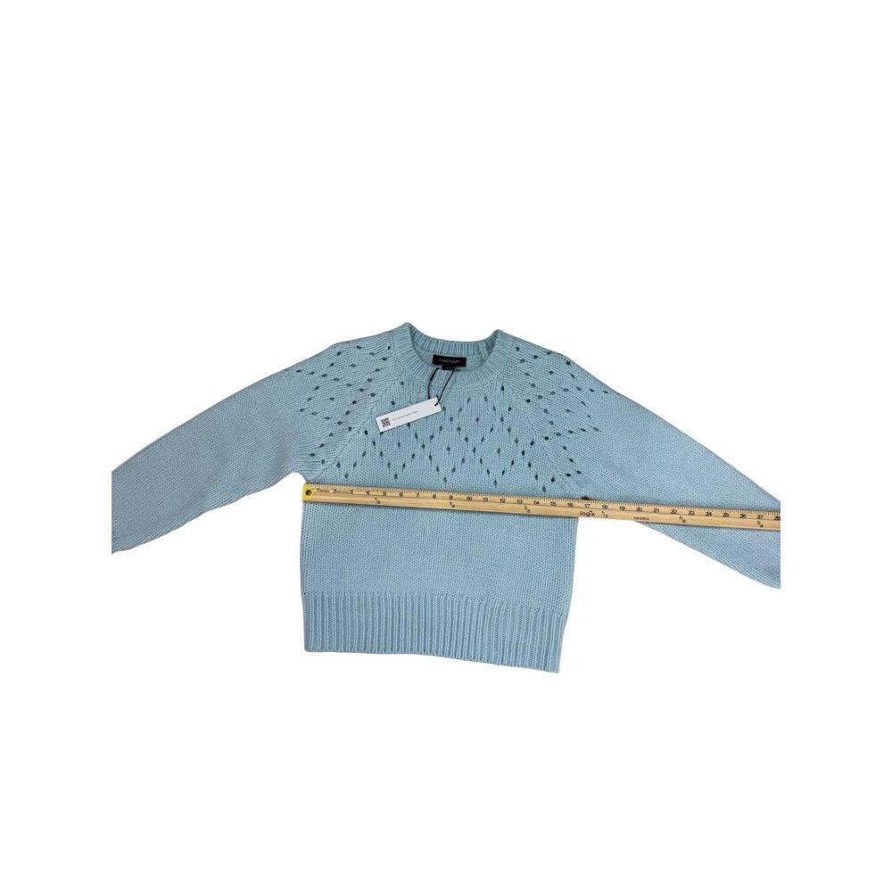 Sanctuary Light Blue Pointelle Knit Long Sleeve Sweater NWT XXS - Picture 3 of 7